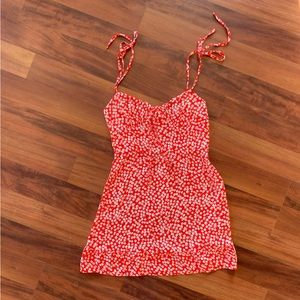 SHEIN Red & White Floral Mini Dress w/ Adjustable Straps, Medium